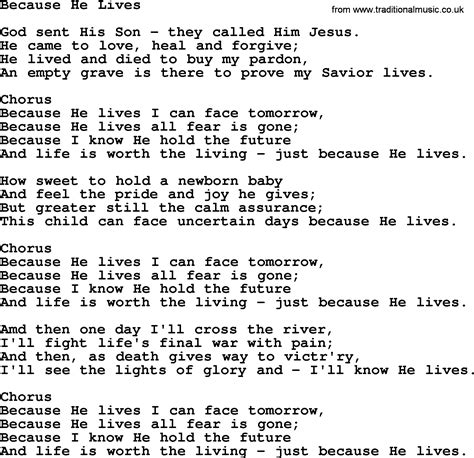 What Are The Lyrics For The Because He Lives Hymn Proquestyamaha