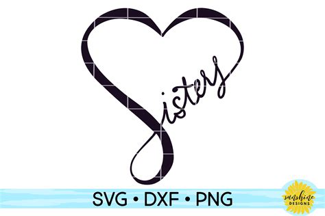 Sisters Sisters Heart Twins Hand Lettered Svg Dxf Png Hand