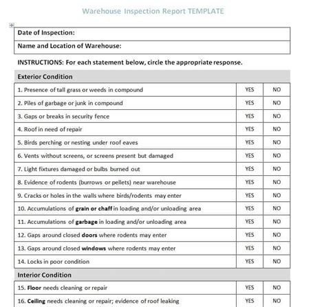 Editable Inspection Report Templates Writing Word Excel Format