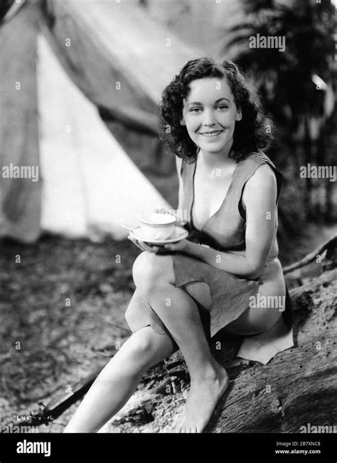 Maureen O Sullivan As Jane Parker On Set Candid Drinking Cup Of Tea During Break In Filming Of