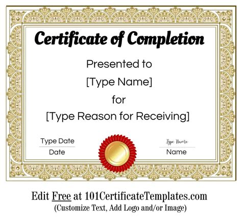 Printable Certificate Of Completion Template Printable World Holiday