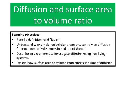 Diffusion And Surface Area To Volume Ratio Learning