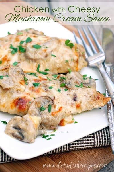 Add cream and boil until reduced to saucelike consistancy; Chicken with Cheesy Mushroom Cream Sauce | Let's Dish Recipes