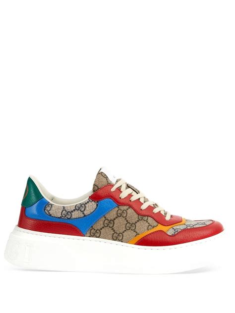 Gucci Gg Panelled Lace Up Sneakers In Neutrals Modesens