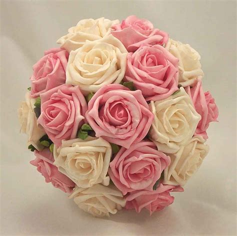 Bridal Bouquets Pink And Cream Rose Bridal Bouquet Silk Wedding Flowers