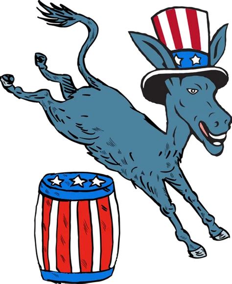 Vote 2016 Democrat Donkey Mascot Flag Cartoon — Stock Vector