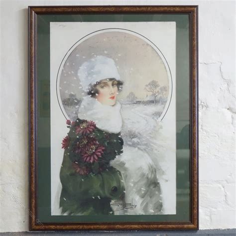 Antiques Atlas Art Deco Watercolour Portrait Of A Young Woman