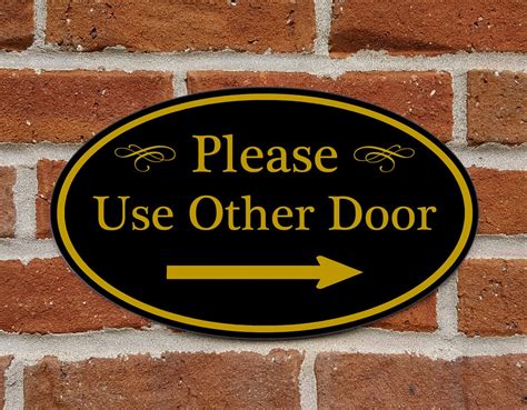 Please Use Other Door Sign With Right Arrow Aluminum Oval Etsy