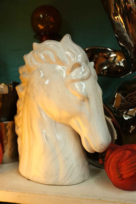 White Ceramic Horse Head Bust Equestrian Ts Horse Lovers
