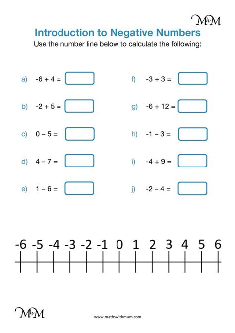 Math Worksheets Negative Numbers