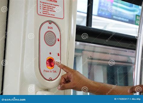 Finger Hand Pressing Red Button For Emergency Stock Image Image Of