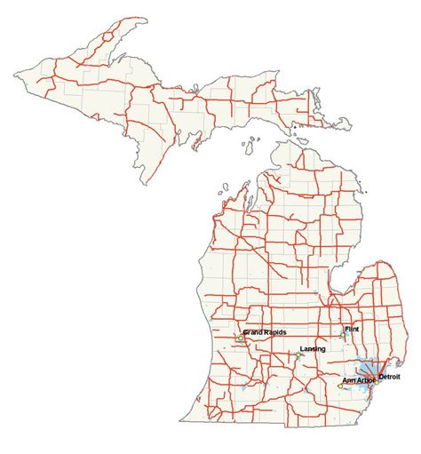 Laminated Map Large Detailed Roads And Highways Map Of Michigan State