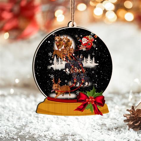 Dachshund Snow Globe Personalizedwitch Printed Wood Christmas Ornament