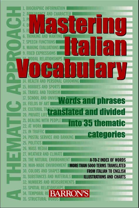 Mastering Italian Vocabulary A Thematic Approach Br