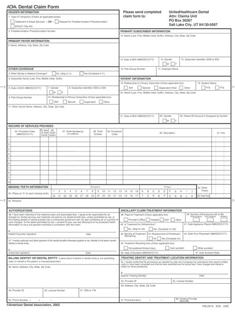 United Healthcare Dental Reimbursement Form Fill Online Printable