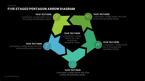 5 Steps Pentagon Shapes Powerpoint Arrow Diagram
