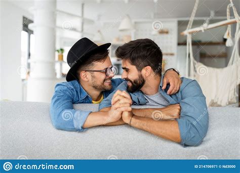 Happy Homosexual Male Couple Spending Time Together Stock Image Image Of Homosexual Together