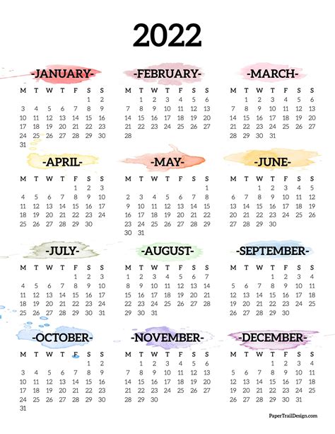 2022 Calendar Printable Start Monday Calendar Example And Ideas