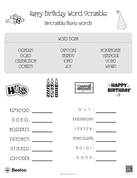 Happy Birthday Word Scramble Beeloo Printable Crafts And Activities