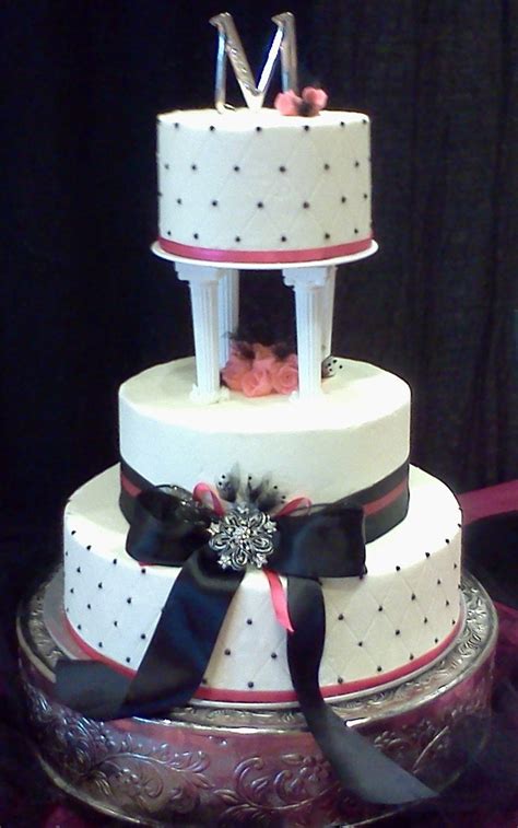 Pink And Black Wedding Cake
