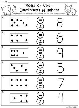 number sense worksheets comparing numbers worksheets equal  unequal