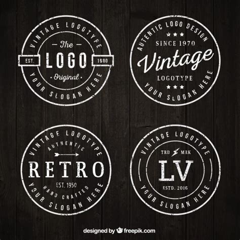 Free Vector Rounded Vintage Logos Set
