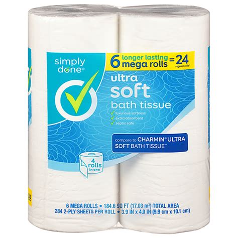 Simply Done 2 Ply Mega Roll Ultra Soft Bath Tissue 6 Ea Toilet Paper
