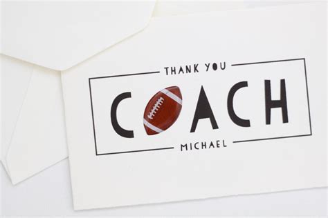Thank You Coach Card Football Coach Card Thank You Etsy Canada