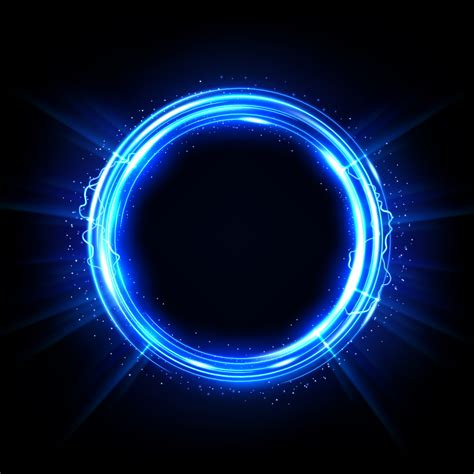 Blue Glowing Circle Elegant Illuminated Light Ring On Dark Background