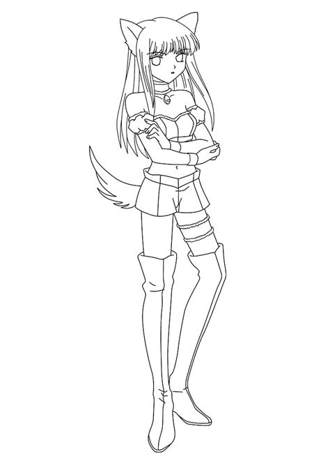 Anime Wolf Girl Coloring Pages Coloring Home