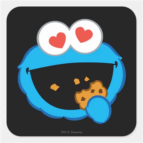 Cookie Smiling Face With Heart Shaped Eyes Square Sticker Zazzle