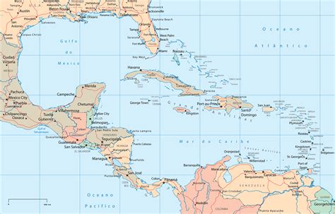 Central America And The Caribbean Political Map Full Size