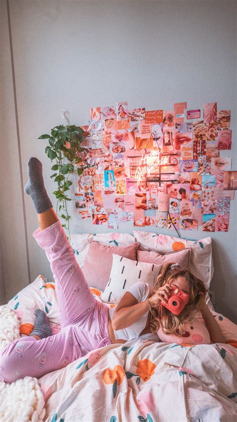 Peachy Pink Aesthetic Wall Collage Kit Vsco Girl Room Decor Etsy