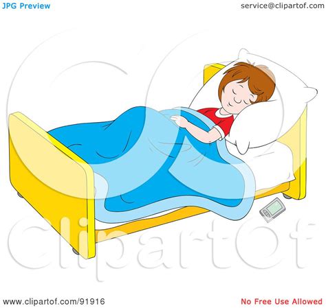 Royalty Free Rf Clipart Illustration Of A Boy Sleeping In Bed With A