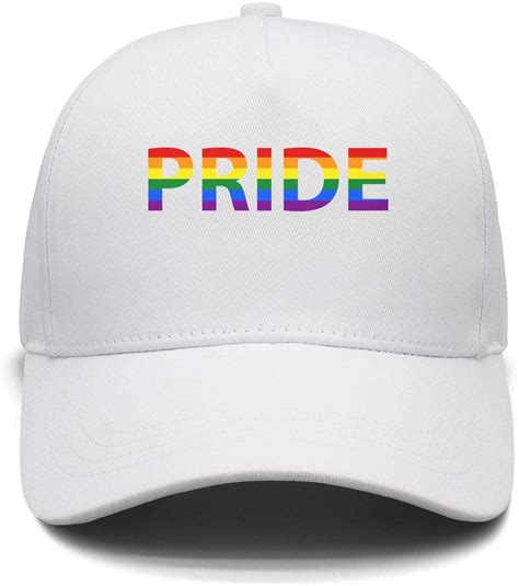 Lgbt Pride Text In Rainbow Flag Flat Caps Women Men Curved Snapback Hat At Amazon Mens Clothing
