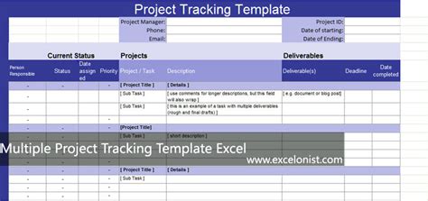 Working Of Multiple Project Tracking Template Excel Excelonist