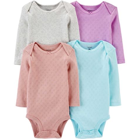 Carters Infant Girls Heart Original Bodysuits 4 Pk Baby Girl 0 24