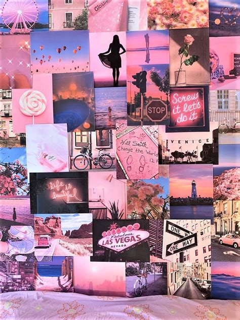 Pink Aesthetic Pretty Large A4 Size Wall Collage Kit Room Etsy