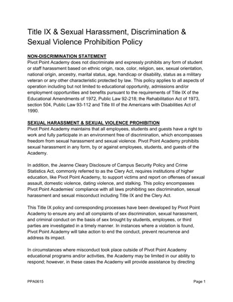 Title Ix And Sexual Harassment Discrimination And Sexual Violence