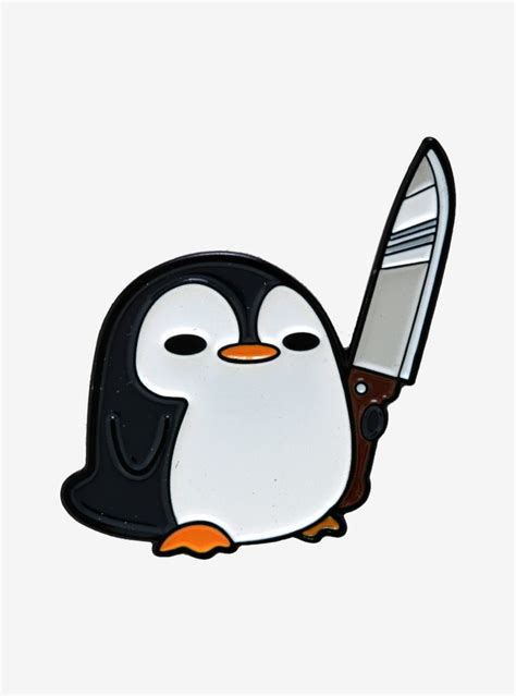 Penguin With Knife Enamel Pin Cute Doodle Art Cute Little Drawings