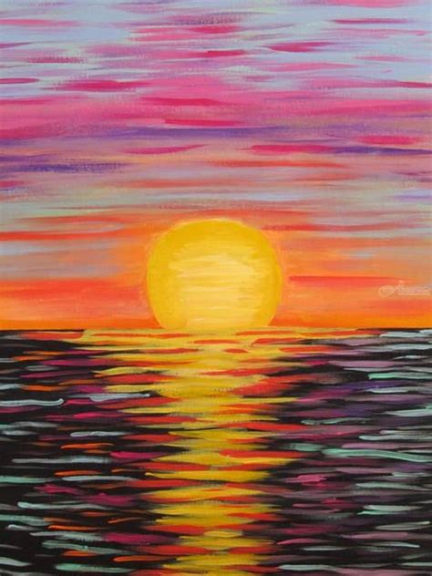 Sunset Ocean Seascape Abstract Contemporary Impressionistic