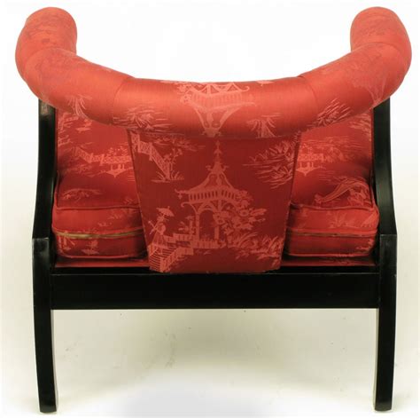 Pair Low Ming Style Silk Upholstered Chinoiserie Lounge Chairs At 1stdibs