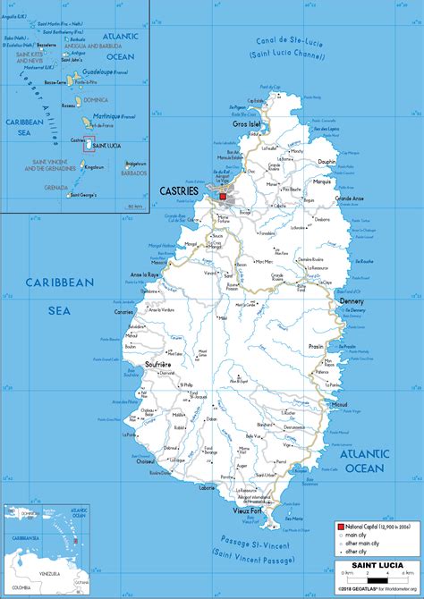 Large Size Road Map Of Saint Lucia Worldometer