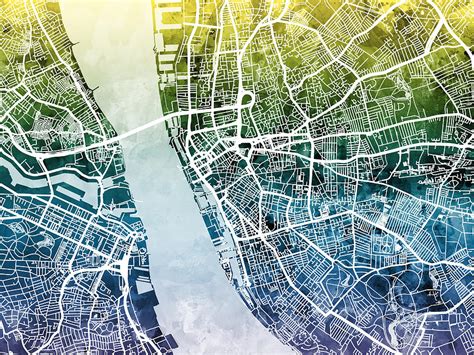 Liverpool fc, liverpool, united kingdom. Liverpool England Street Map Digital Art by Michael Tompsett