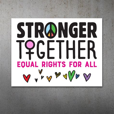 Stronger Together Womens March Equal Rights Sign Poster Canvas