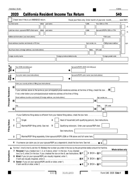Free Fillable California State Tax Forms Printable Forms Free Online