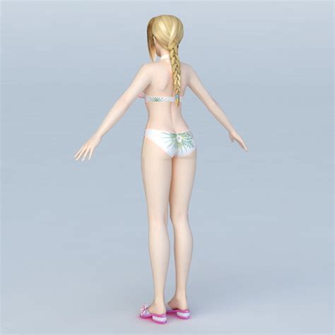 Bikini Girl With Blonde Hair 3d Model 3ds Max Files Free Download