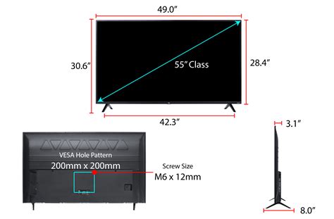 Tcl 4 Series Roku Smart Tv 55” Dimensions Drawings 43 Off