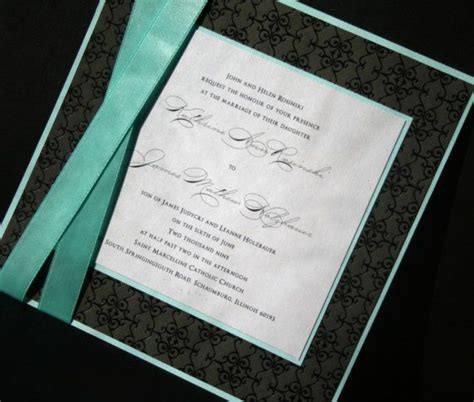Take a peek at what blue looks like on these beauties! Black and tiffany blue invitations | Wedding invitation ...