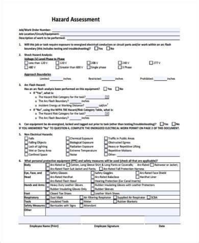 FREE 7 Sample Hazard Assessment Forms In PDF MS Word